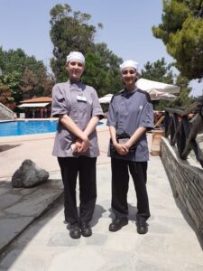 Food and drink students Neema Wilson and Ammarah Khan gaining work experience in Greece