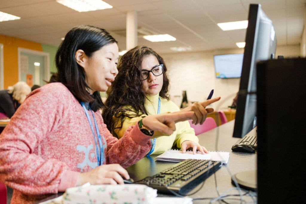 Adult learners in Enfield working on their Digital skills