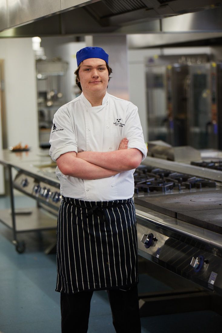 Travel and Food student hero shot in chef uniform