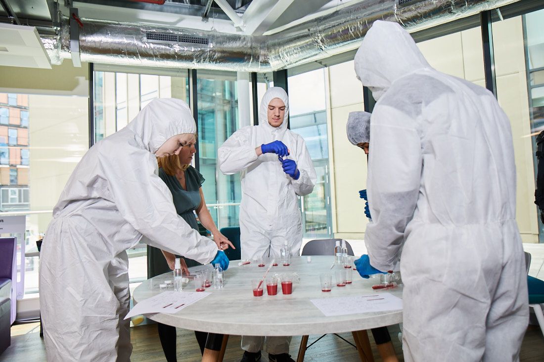 Public services students carrying out a forensic test