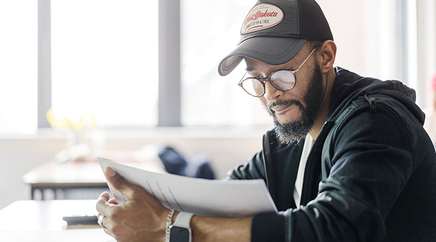 Adult learner in the Enfield Centre on an access HE course doing his studies
