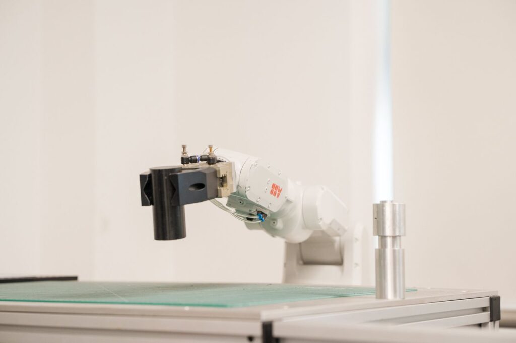 A close up of a laser etching/cutting machine