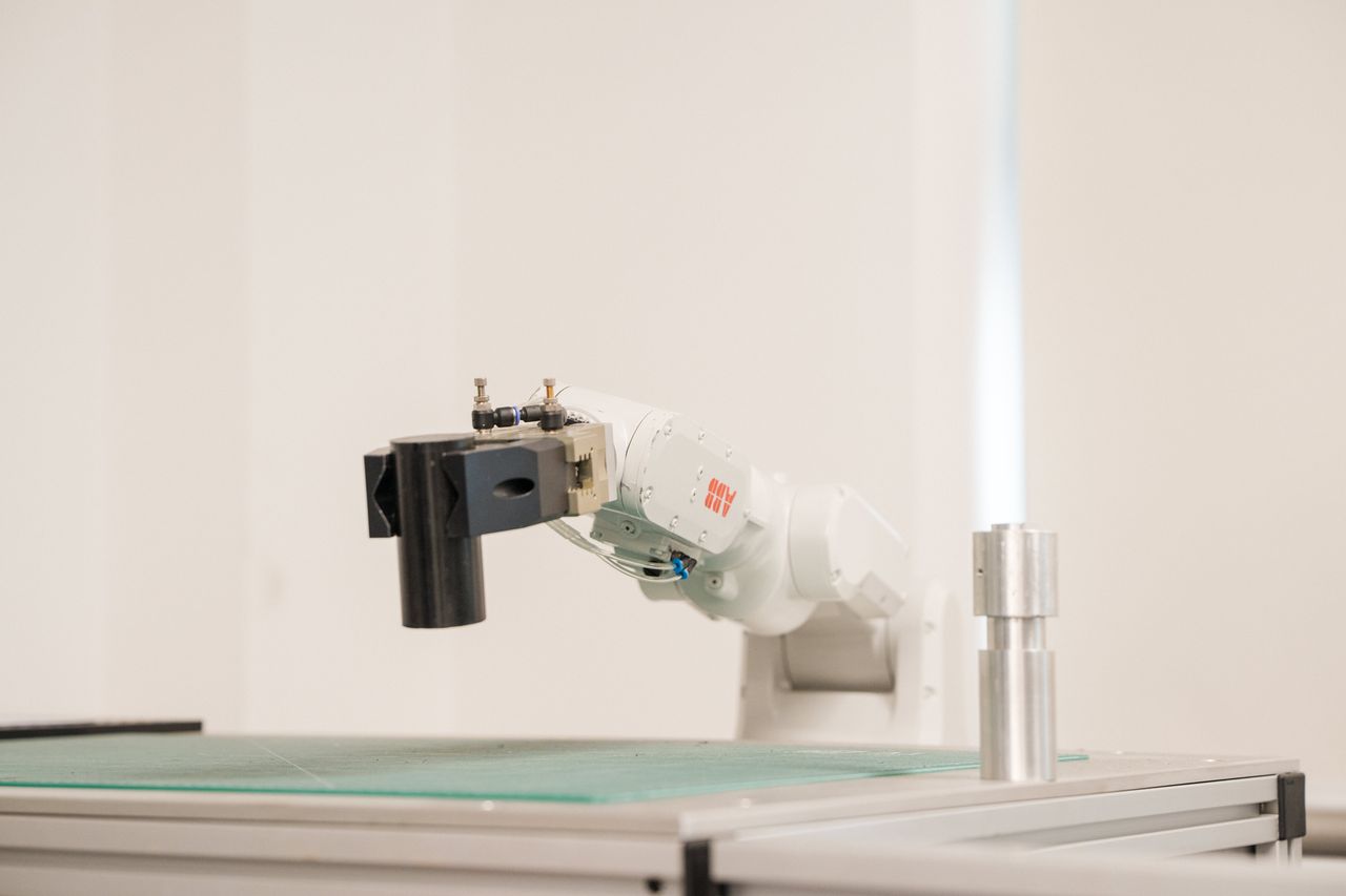 A close up of a laser etching/cutting machine