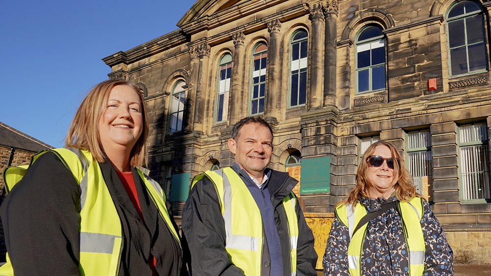 Leeds City College’s Director of Curriculum for Adults, Jo Dye, Managing Director of Bermar Building Ltd, Rob Moon and chair of the Morley Town Deal skills working group, Helen Irving