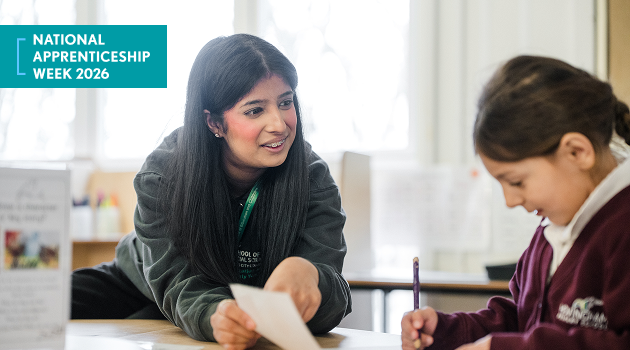 National Apprenticeship Week home banner image with tutor teaching a young student