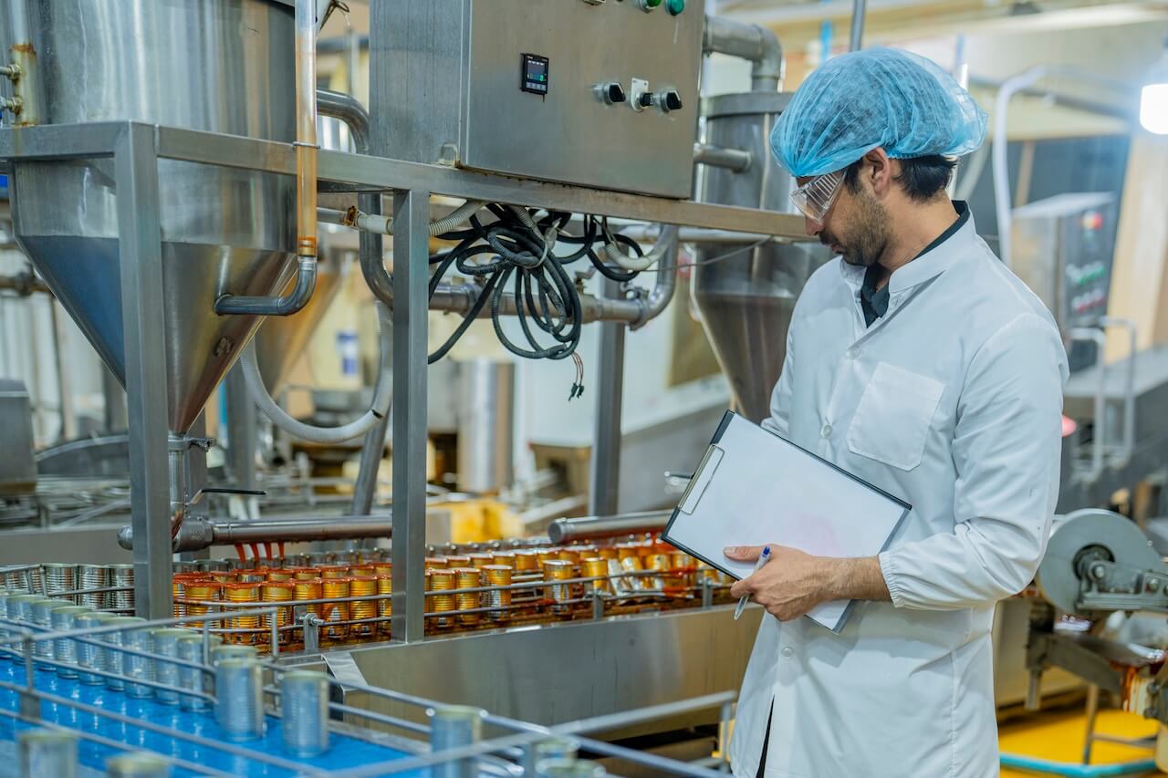 A student working on a production line