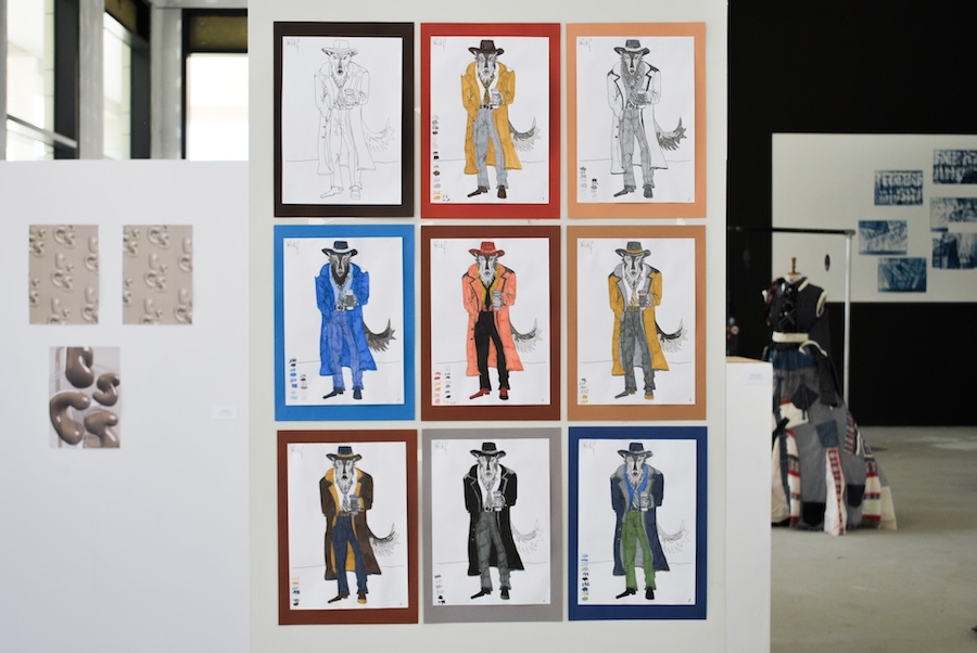 9 illustrations of a wolf/man character