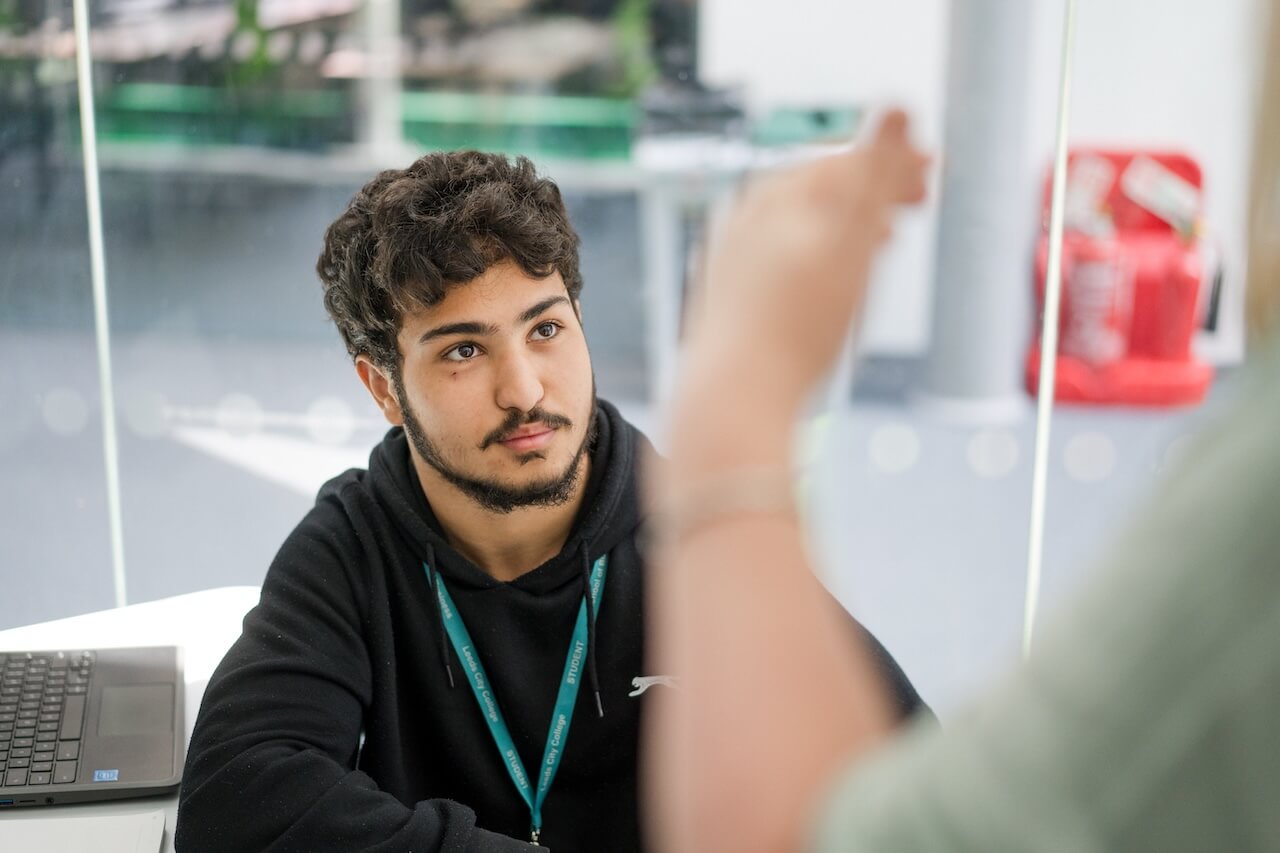 A student at college being taught