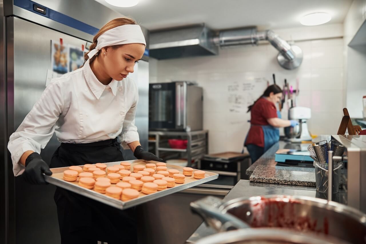 A student chef working in the kitchen