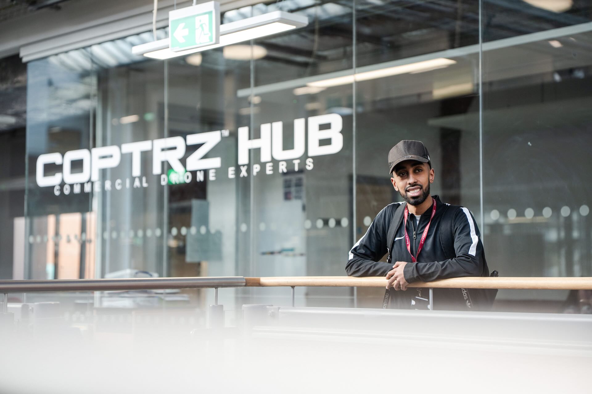 Student upstairs in PrintWorks next the the Oracle classroom