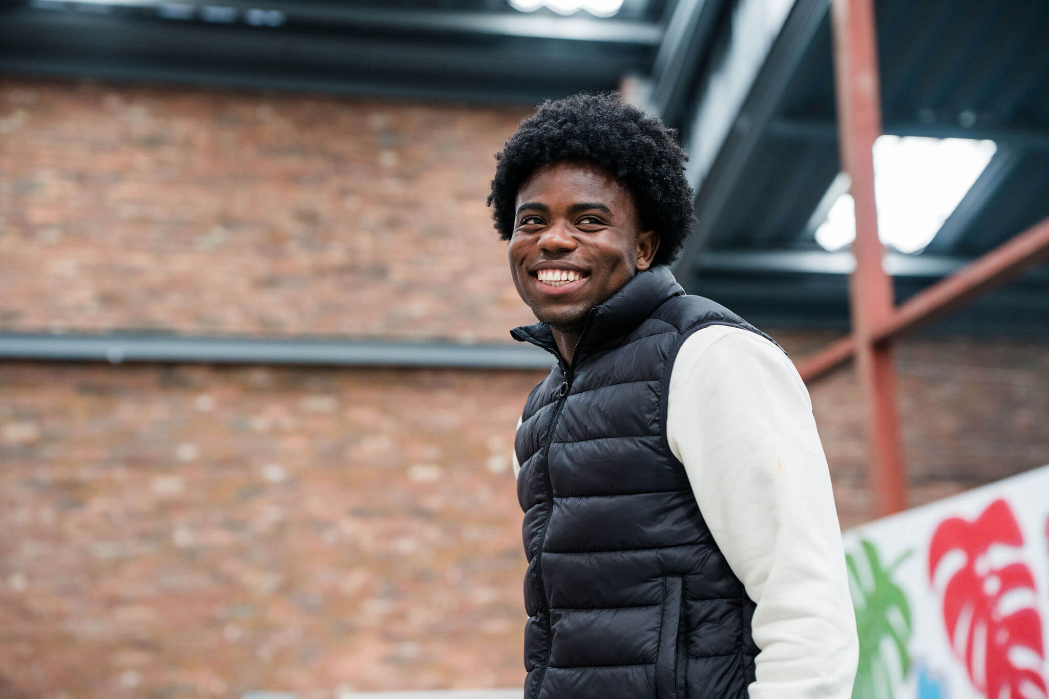 A student posing for the camera at Leeds City College
