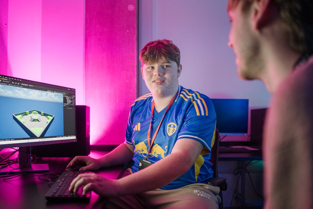 Students designing game levels